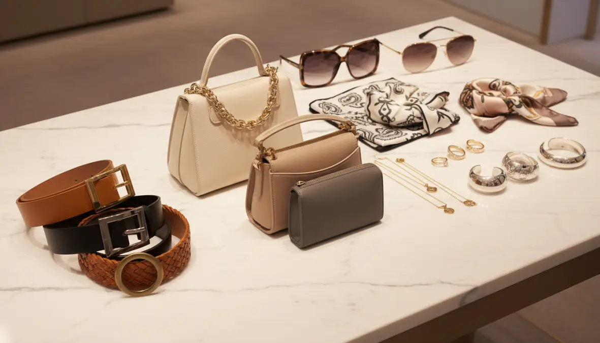 Tipologie di accessori moda essenziali: cinture, borse, gioielli e occhiali da sole per completare outfit