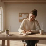 Persona con autodisciplina raggiungere obiettivi attraverso routine quotidiana strutturata e focus mentale