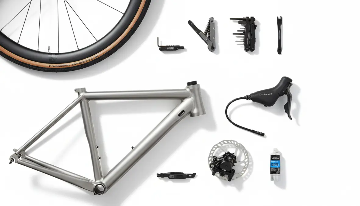 Componenti bicicletta strada per principianti: telaio alluminio, cambio Shimano, freno e pneumatico