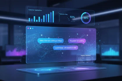 Interfaccia di chatbot IA per customer service con automazione intelligente e supporto clienti 24/7