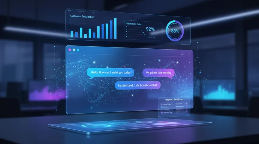 Interfaccia di chatbot IA per customer service con automazione intelligente e supporto clienti 24/7