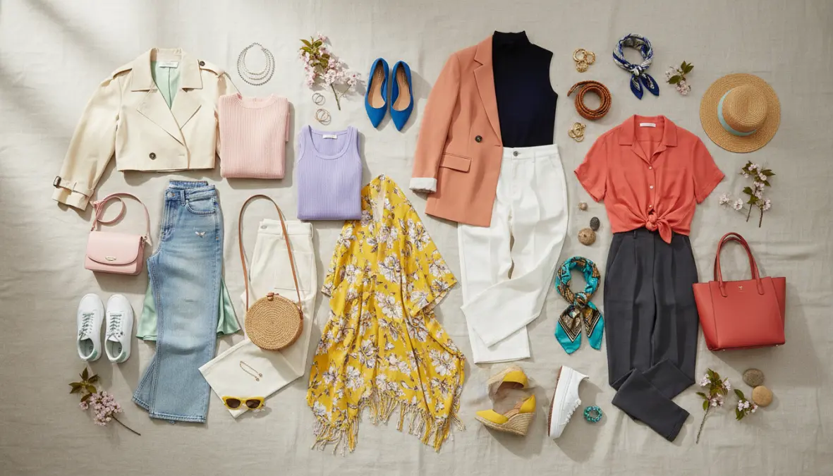 Combinazioni outfit primavera con abbinamenti colori di tendenza per diverse occasioni