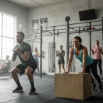 Principianti che si allenano in una palestra crossfit con esercizi funzionali, guida crossfit per principianti