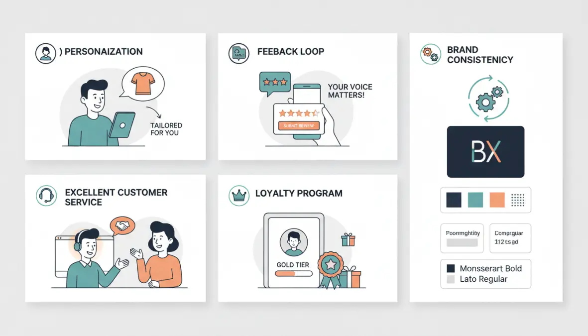 Strategie customer experience: personalizzazione, servizio clienti eccellente, feedback, loyalty program e brand consistency
