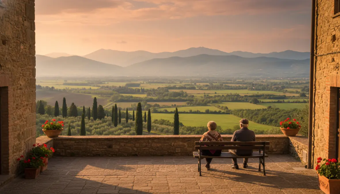 Paesi nascosti Italia: veduta panoramica da un borgo minore su paesaggio rurale italiano con comunità locale e natura incontaminata