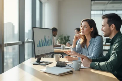 Una professionista riceve feedback costruttivo durante una riunione in ufficio, dimostrando apertura mentale e disponibilità all'ascolto attivo per la crescita personale