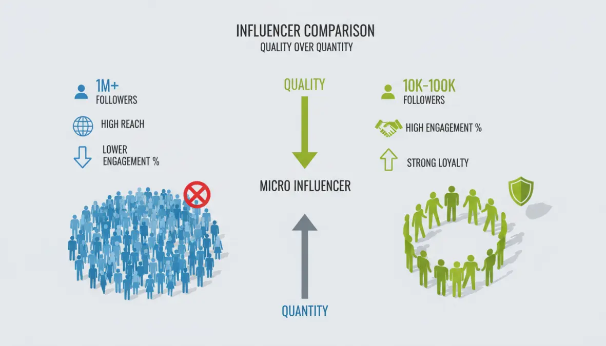 Confronto tra macro influencer e micro influencer: reach vs engagement rate e qualità dell'audience
