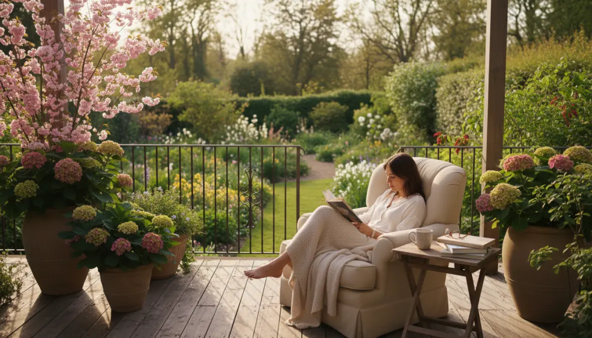 Persona che sceglie libri leggeri e stimolanti da leggere sulla terrazza in primavera