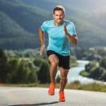 Atleta in allenamento durante il programma mezza maratona 8 settimane su una strada soleggiata