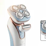 Rasoio elettrico per pelle sensibile con testina protettiva e tecnologia ipoallergenica, ideale per rasatura senza irritazione