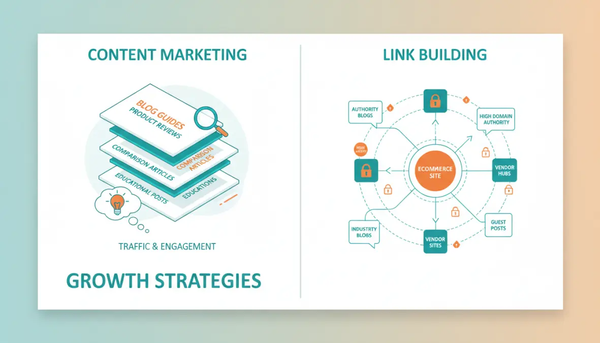 Comparazione tra strategie avanzate di SEO ecommerce: content marketing e link building per aumentare visibilità Google