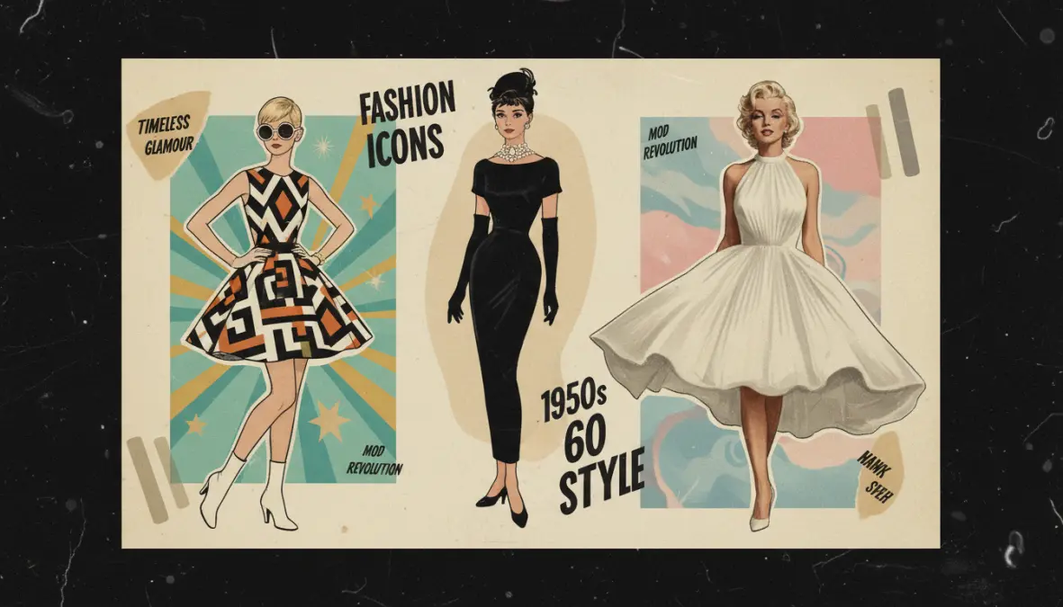 Icone di stile negli anni 50 e 60: moda elegante e movimento mod con Audrey Hepburn e Twiggy