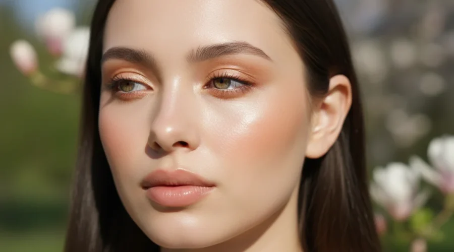 Trucco leggero primavera tutorial con make-up naturale e fresco su viso luminoso